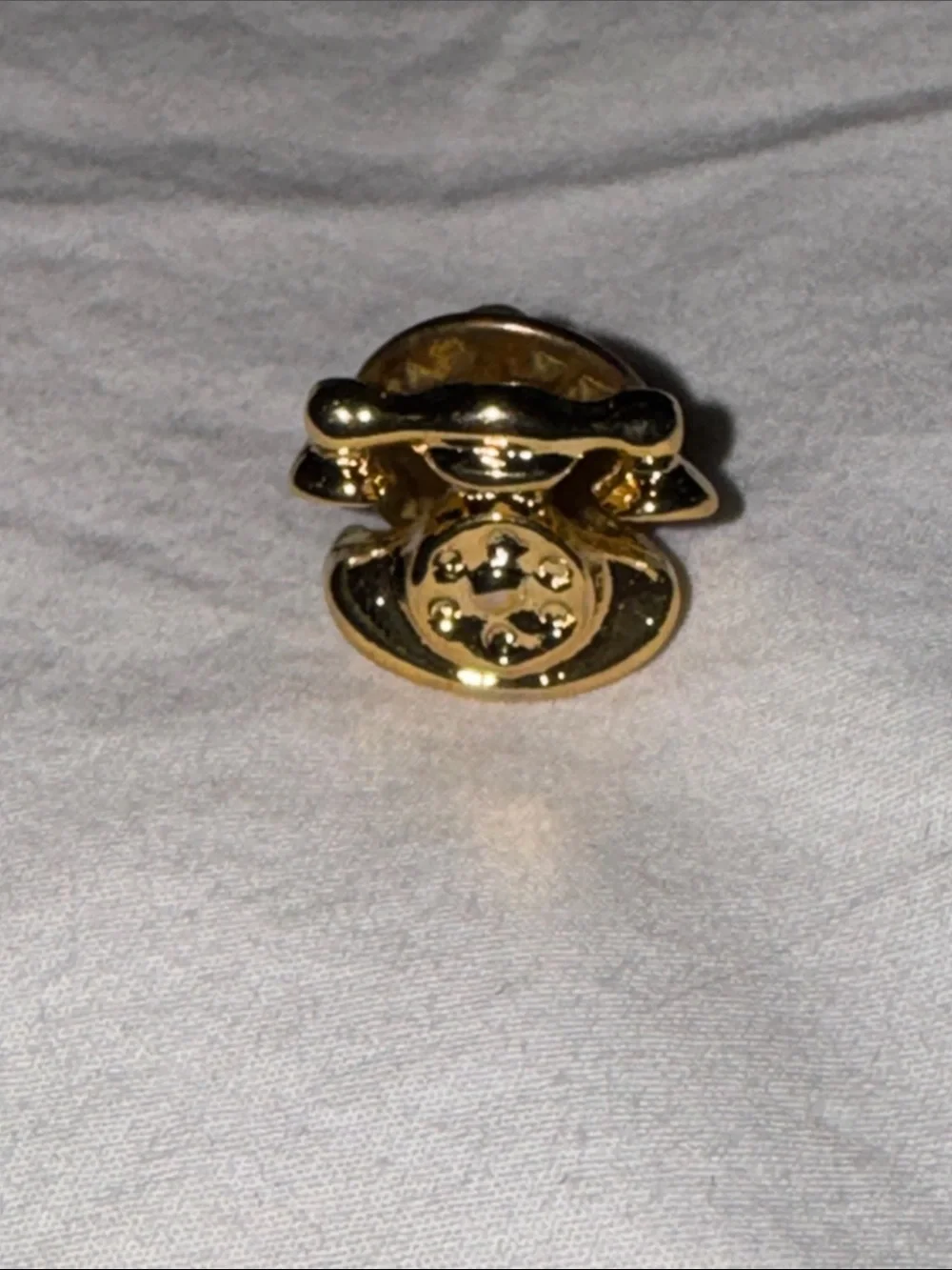Gold tone Telephone Tie Tack/ Lapel Pin - Shiny Gold Accent